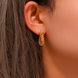 Steel Earrings Steel Earings - Spring 24mm - Gold Plated and Steel