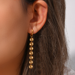 Steel Earrings Steel Hammer Disc Earring - 67 mm - Gold Color