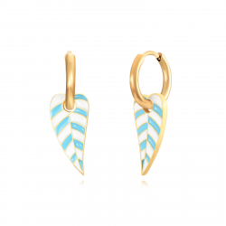 Steel Earrings Earrings Steel Leaf - Enamel - 11 + 15 mm - Gold Color