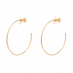 Steel Earrings Steel Semi Twisted Hoop Earrings - 31 * 4 mm - Gold Plated