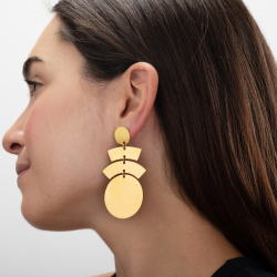 Steel Earrings Shapes Steel - Earrings 70 mm - Gold Color