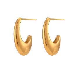 Steel Earrings Hollow Semi Hoop Steel Earrings - 23 mm - Gold Plated
