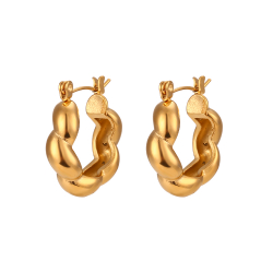 Steel Earrings Steel Earrings Plain - Braided - 20 mm - Gold Color