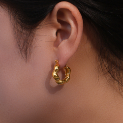 Steel Earrings Steel Earrings Plain - Braided - 20 mm - Gold Color