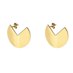 Steel Earrings Bent Circle Earring - 25mm - Steel - Gold Color