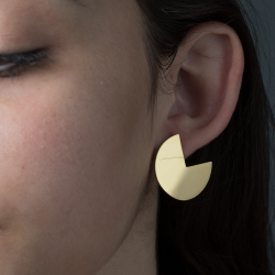 Steel Earrings Bent Circle Earring - 25mm - Steel - Gold Color