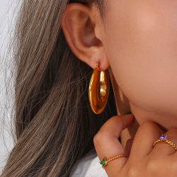 Steel Earrings Steel Earring - Flat Hoop - 40 mm - Color Gold