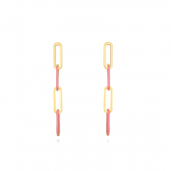 Pendiente Acero Liso Pendientes Acero - Eslabon 45mm - Enamel - Color Oro