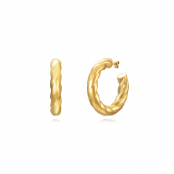 Steel Earrings Steel Earring Hoop - Twisted 44 mm - Gold Colour