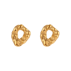  Pendientes Acero Irregular Martillado - 30 mm - Color Oro