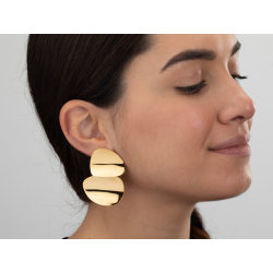 Steel Earrings Steel Earrings - 50 mm - Circle Plate - Gold Color and Steel Color