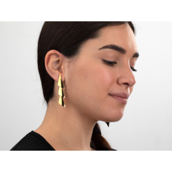 Steel Earrings Steel Earrings - 59 mm - Triangle Plate - Gold Color and Steel Color