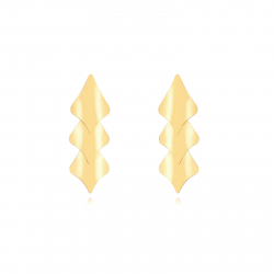 Steel Earrings Steel Earrings - 78 mm - Rhombus Plate - Gold Color and Steel Color