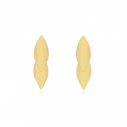 Steel Earrings Steel Earrings - 53 mm - Leaves - Gold Color and Steel Color