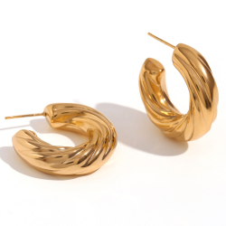 Steel Earrings Steel Earrings - Braided Hoop 28mm and 30mm - Gold Color and Steel