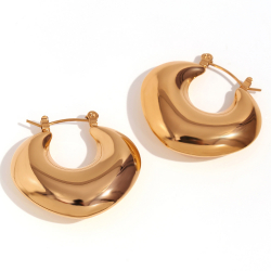 Steel Earrings Hollow Triangle Hoop Steel Earrings - 25 * 30 mm - Gold Color and Steel Color