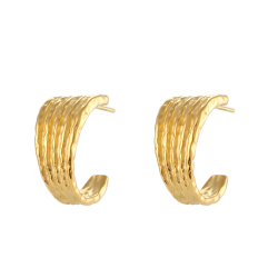 Steel Earrings Semi Hoop Steel Earrings - 20 * 10 mm - Gold Color