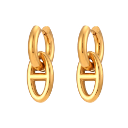 Steel Earrings Calabrote Hoop Steel Earrings - 20 + 20 mm- Gold Color