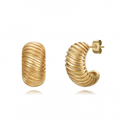 Steel Earrings Steel Semi Hoop - Hollow Earrings - 20 mm -  Gold Color and Silver Color