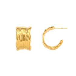 Steel Earrings Steel Earring - Textured Hoop 20mm - Gold Color and Steel Color