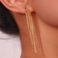 Steel Earrings Steel Earrings - Snake Chains 68mm - Gold Color y Steel