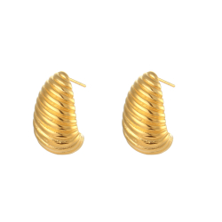 Ohrringe Glattes Edelstahl Stahl Semi Hoop - Streifen Ohrringe - 23mm - Gold Farbe