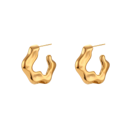 Pendiente Acero Liso Pendientes Acero Irregular - Semi Aro -  31mm - Color Oro