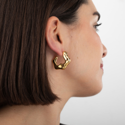 Pendiente Acero Liso Pendientes Acero Irregular - Semi Aro -  31mm - Color Oro