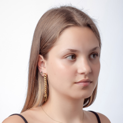 Steel Earrings Steel Earrings - Curb Chain 71mm - Gold Color and Steel