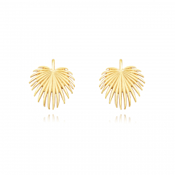 Steel Earrings Palm Leaf Steel Earrings - 19,5 mm - Gold Color and Steel