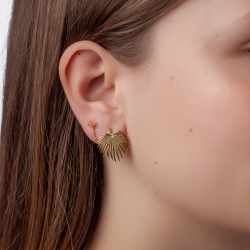 Steel Earrings Palm Leaf Steel Earrings - 19,5 mm - Gold Color and Steel