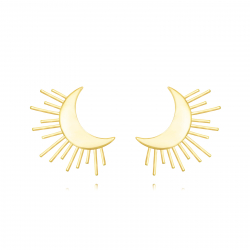 Ohrringe Glattes Edelstahl Sonne und Mond Stahlohrringe - 21 * 15 mm - Gold Farbe