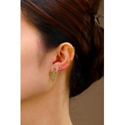 Steel Earrings Steel Earrings - Palm Leaf - Green Enamel - 20*16 mm - Gold Color