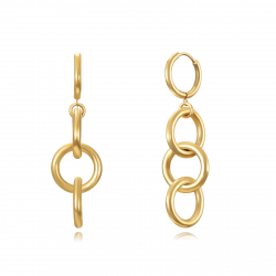Steel Earrings Steel Hoop Earrings with 3 hoops - 15+35 mm - Gold Color and Silver