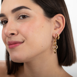 Steel Earrings Steel Hoop Earrings with 3 hoops - 15+35 mm - Gold Color and Silver