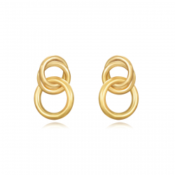 Steel Earrings Double Steel Hoop Earrings - 22 mm - Gold Color and Silver