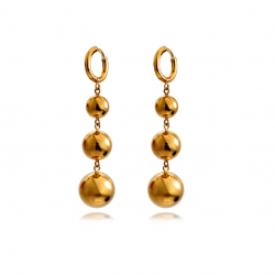 Pendiente Acero Liso Pendientes Acero - Bolitas 53mm - Color Oro y Acero