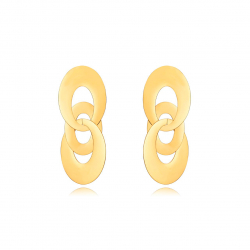Pendiente Acero Liso Pendientes Acero -  Triple Oval 65*26mm - Color Oro y Acero