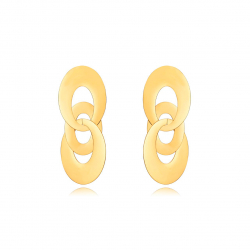 Pendiente Acero Liso Pendientes Acero -  Triple Oval 65*26mm - Color Oro y Acero