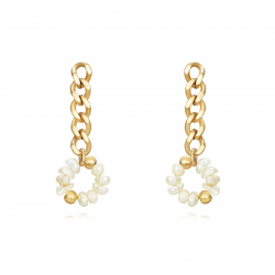 Steel Stone Earrings Steel Earring - Link - Pearl 42,50 - Color Gold