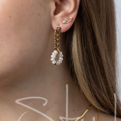 Steel Stone Earrings Steel Earring - Link - Pearl 42,50 - Color Gold