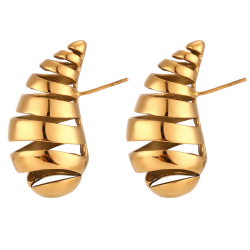 Steel Earrings Steel Earrings - Butterfly cocoon 35 mm - Gold Color and Steel