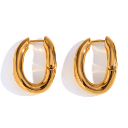 Pendiente Acero Liso Pendiente Acero - Aro Oval - 25 mm - Color Oro y Color Plata