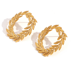 Steel Earrings Steel Earrings - Laurel Wreath 32*27 mm - Gold Color