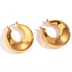 Steel Earrings Hollow Steel Earrings - Hoop 38 mm - Gold Color and Steel