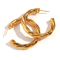 Pendiente Acero Liso Pendientes Acero Hueco - Aro Trenzado 42 mm - Color Oro y Acero