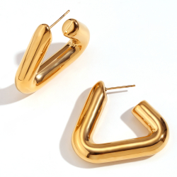 Steel Earrings Hollow Steel Earrings - Triangle 38 mm - Gold Color and Steel