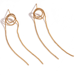 Steel Earrings Steel Earrings - Serpentine Chain 68 mm - Gold Color and Steel