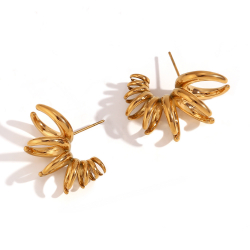 Steel Earrings Steel Earring - Spring 33 mm - Gold Color