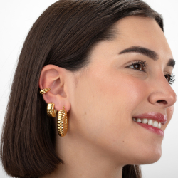 Steel Earrings Ear Cuff Earrings Steel - Croissant 16 mm - Gold Color